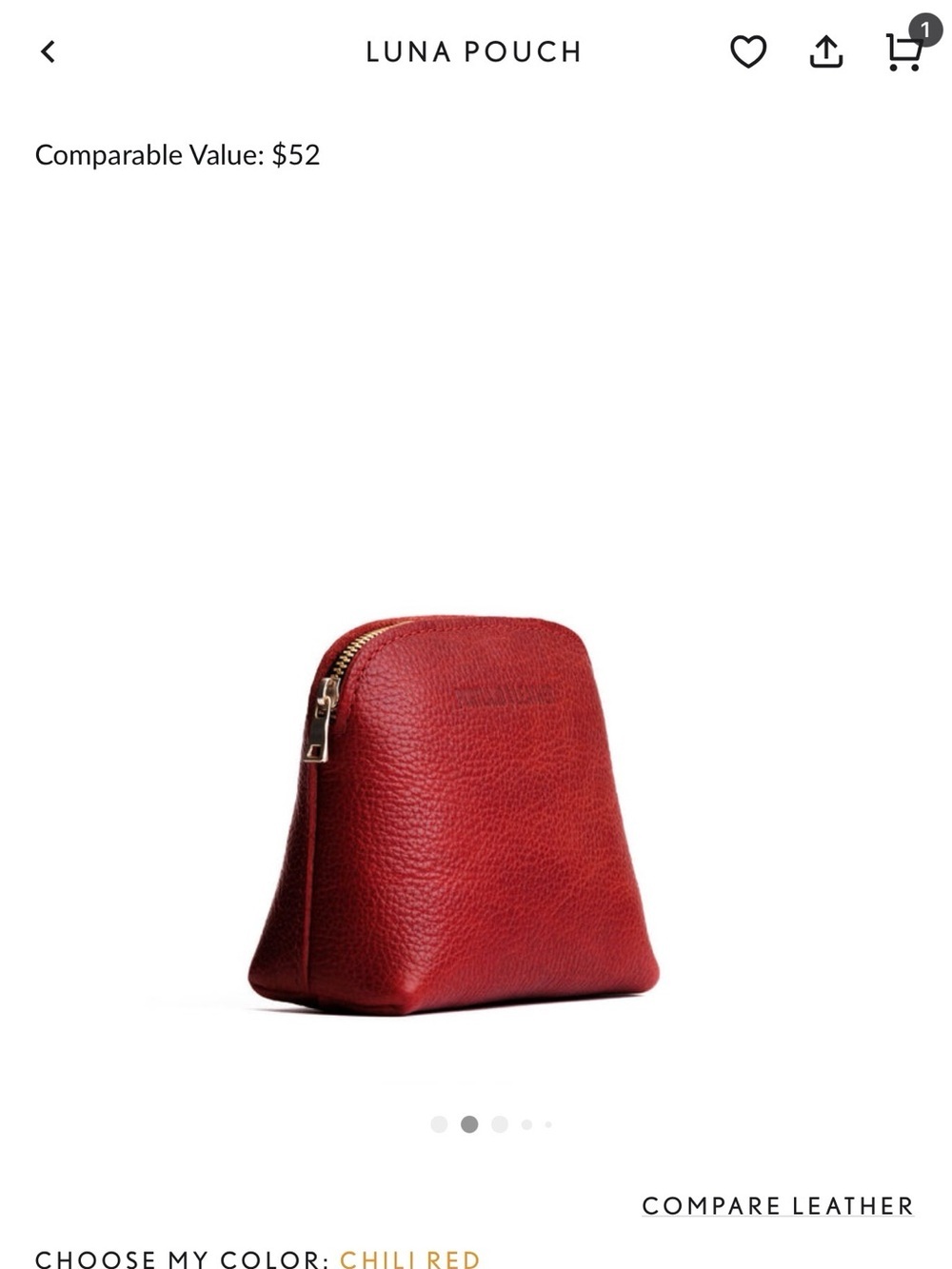 Portland Leather CLASSIC Luna Pouch - Chili Red - Picture 2 of 8